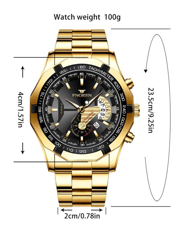 Men's Business Fashion Round Dial Analog Quartz Watch, Fashion Watch for Party, Daily Clothing Decor, Trendy All-match & Exquisite Watch for Birthday Gift with Box