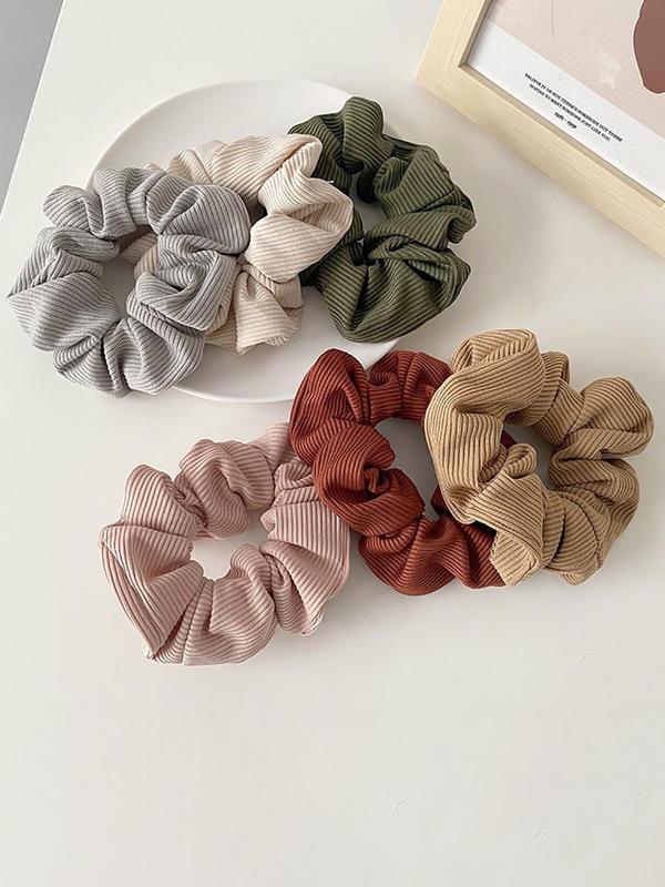 Simple Plain Color Scrunchie, 6pcs Sweet and Fresh Hair Tie Suitable for Hair, Fashion Hair Accessories for Party, Daily Clothing Decor for Women & Girls