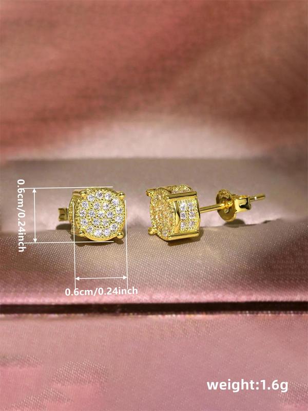 Rhinestone Decorated Stud Earrings, Women's Anniversary Wedding Jewelry Gift, Elegant Light Luxury Accessory