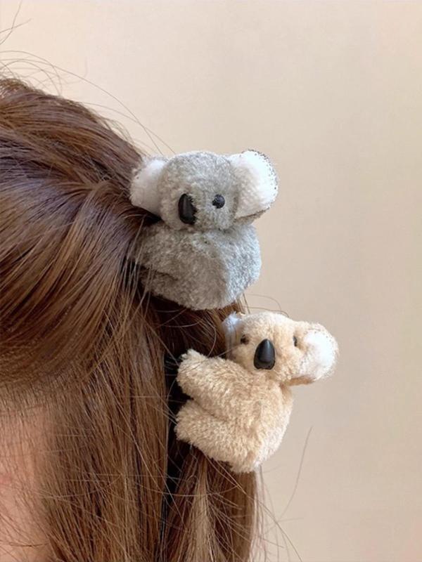 Women 2pcs Cartoon Koala Decor Hair Claw Set, Casual Versatile Shark Clip for Women & Girls, Elegant All-match Fashion Accessories for Daily & Party Decoration, Exquisite Jewelry for Birthday Gifts