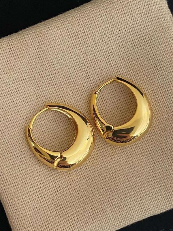 Elegant Trendy Geometric Oval Design Earrings, 1 Pair Simple Style Plain Color Earrings for Women for Gifts, Fashion Jewelry for Daily & Party Decoration