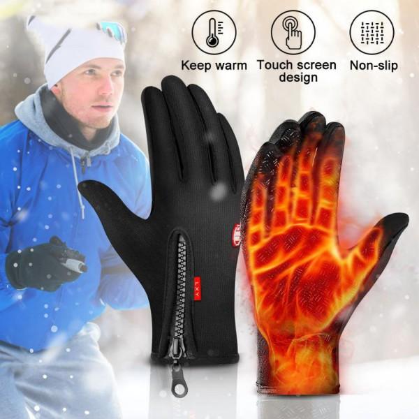 Water Resistant Windproof Heated Gloves with Touch Screen Leather - 2 Pairs