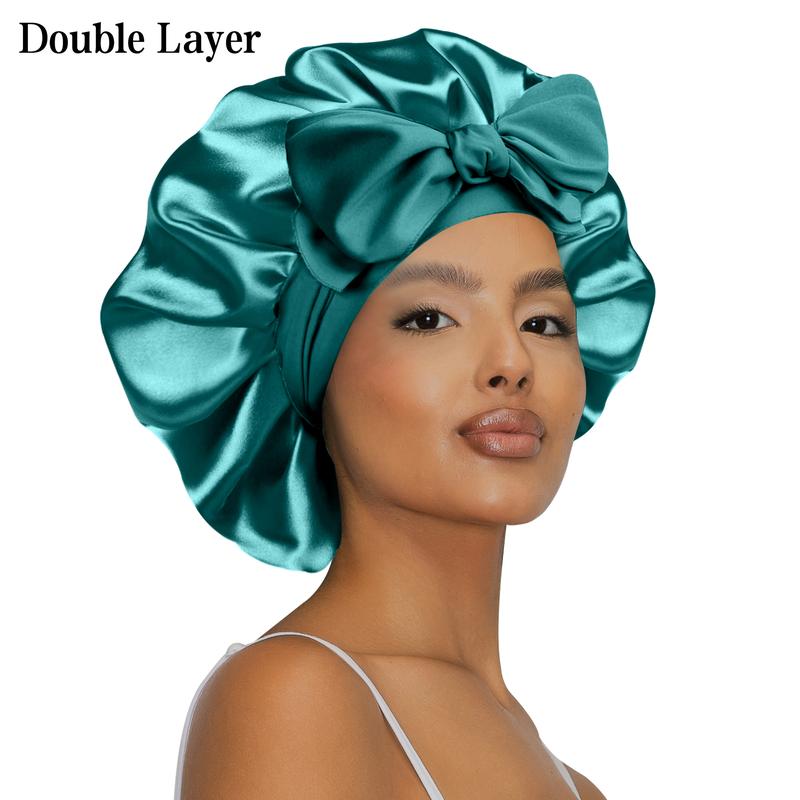 SeSe Code Satin Bonnet Silk Bonnet for Sleeping Double Layer Satin Lined Hair Bonnet with Tie Band Bonnets for Women Natural Curly Hair