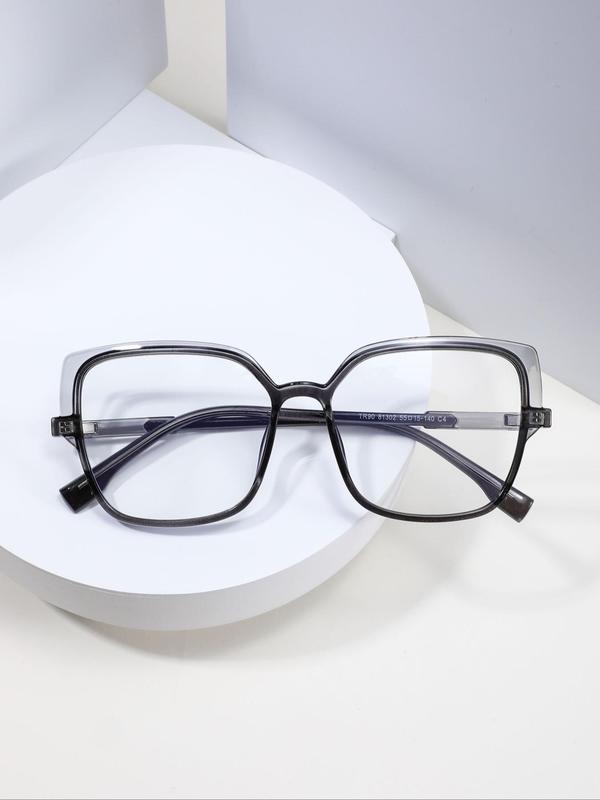 Unisex Simple Style Square Frame Eyeglasses, Trendy Casual Eyeglasses for Everyday Use, Fashion Accessories for Outdoor Activities