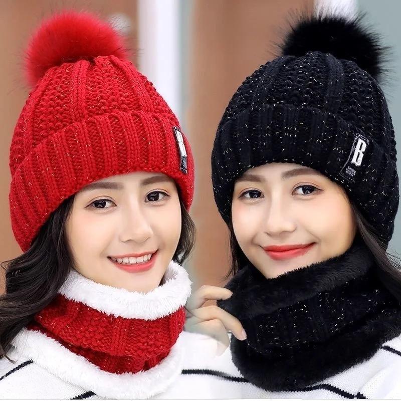 Female Winter Set: Warm Beanies and Scarves for Women hats comfortable and warm