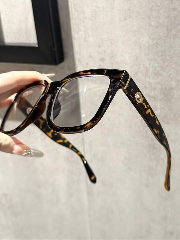 Unisex Fashionable Tortoiseshell Pattern Square Frame Eyeglasses, Trendy Casual Eyeglasses for Everyday Use, Fashion Accessories for Outdoor Activities