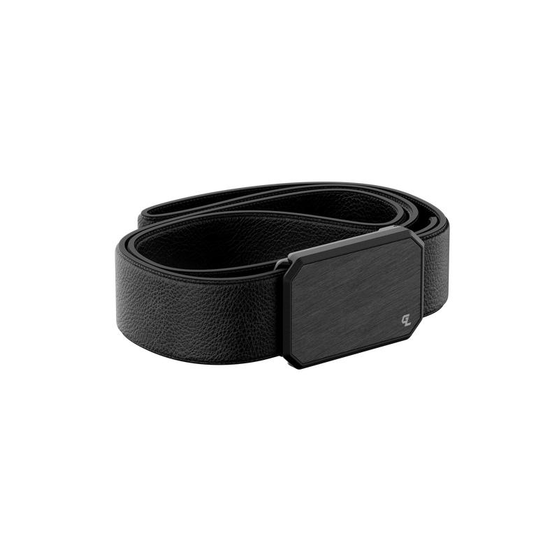 Groove Belt Max Leather - Black - Full Grain Leather, Stretch Belt, Magnetic Aluminum Buckle, Lifetime Coverage