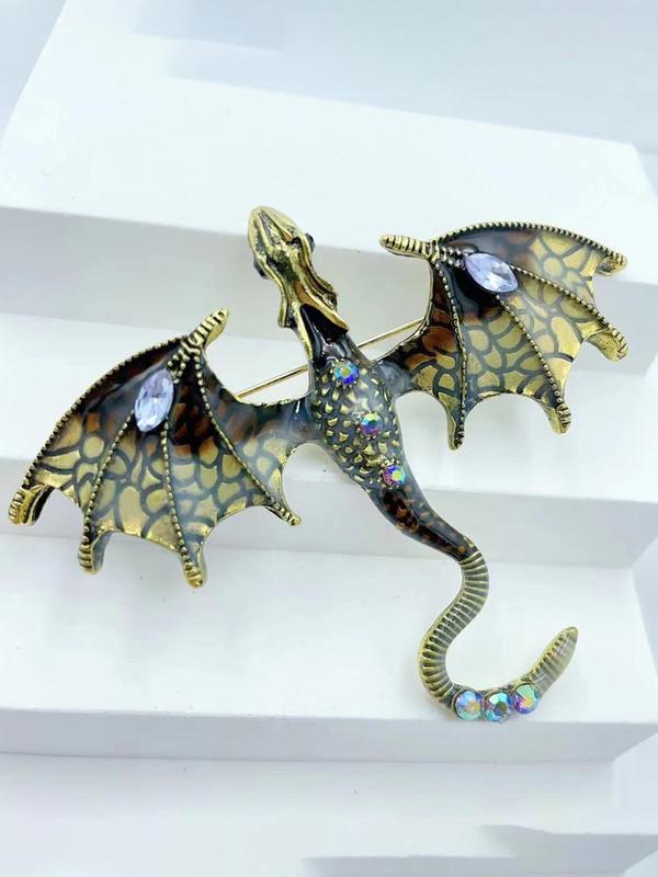 Colorblock Rhinestone Decorated Dragon Design Brooch, Animal Shaped Clothes Brooch, Fashion Accessories for Men & Women, Trendy All-match & Exquisite Brooch for Birthday Gift