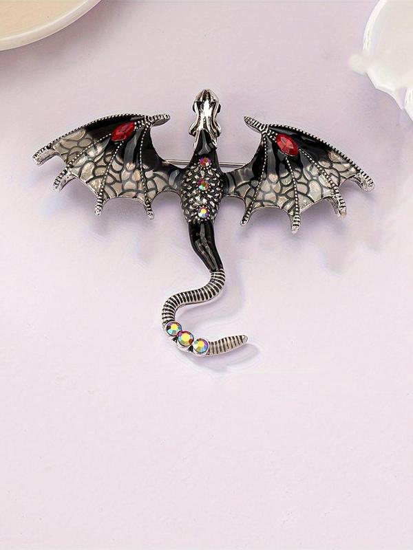 Colorblock Rhinestone Decorated Dragon Design Brooch, Animal Shaped Clothes Brooch, Fashion Accessories for Men & Women, Trendy All-match & Exquisite Brooch for Birthday Gift