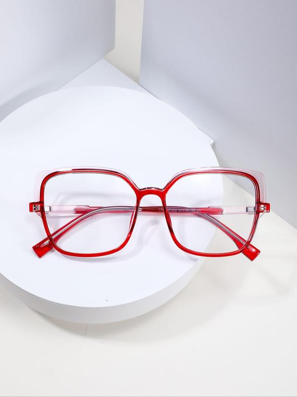 Unisex Simple Style Square Frame Eyeglasses, Trendy Casual Eyeglasses for Everyday Use, Fashion Accessories for Outdoor Activities