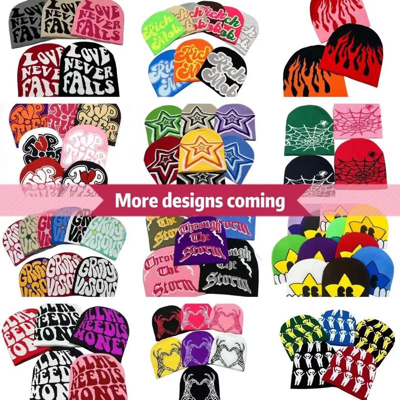 PIISHOO | 2024 Couple Hot Selling Hip Hop Street Style Knit Cool Hat for Fall & Winter for Going Out, Fashion Matching Gothic Accessories, Color Block All- match New Trendy Casual Knitting Beanies for Men & Women