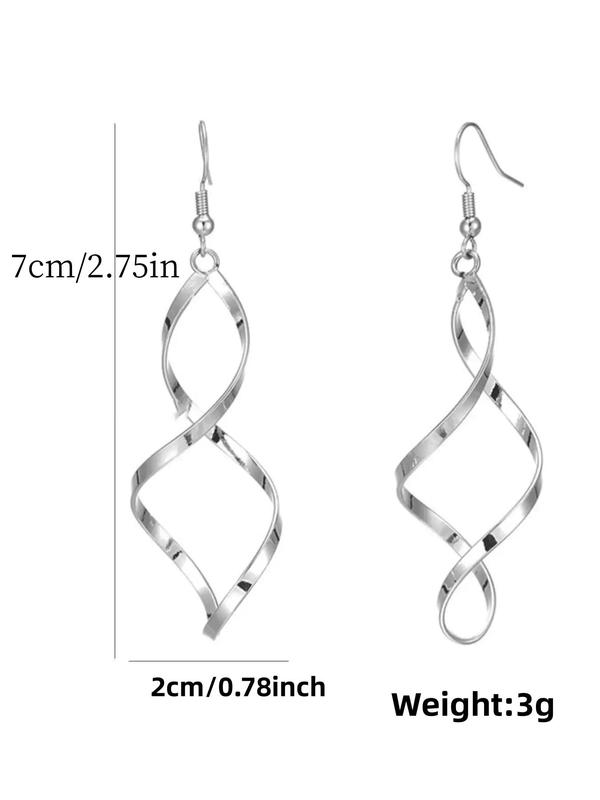 Geometric Wavy Curve Design Dangle Earrings, Unique Elegant Alloy Jewelry for Women, Casual Ear Jewelry for Party, Club and Daily Wear