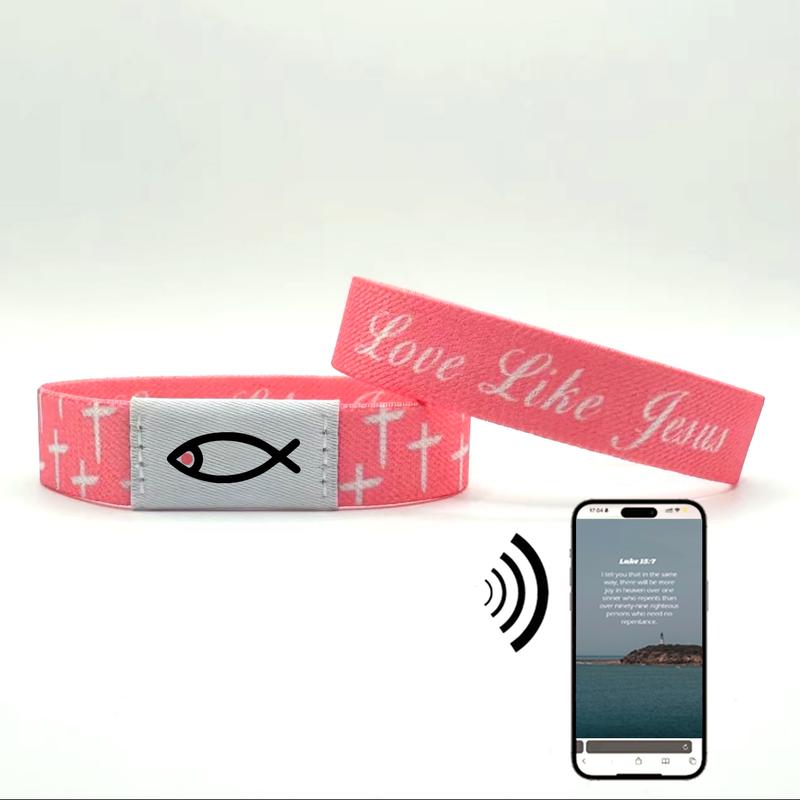 Daily Bible Verse Bracelet -Waterproof Unisex NFC forever bracelet verse bracelet pink  pura bracelet friendship fashion all-match nomination bracelet