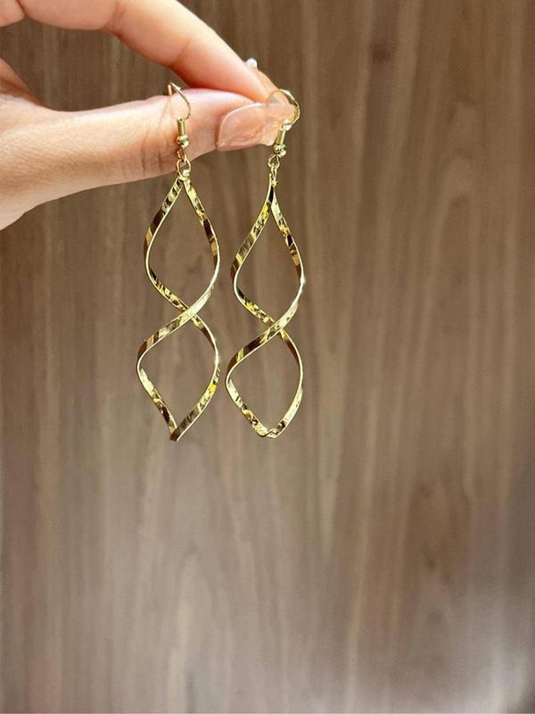 Geometric Wavy Curve Design Dangle Earrings, Unique Elegant Alloy Jewelry for Women, Casual Ear Jewelry for Party, Club and Daily Wear