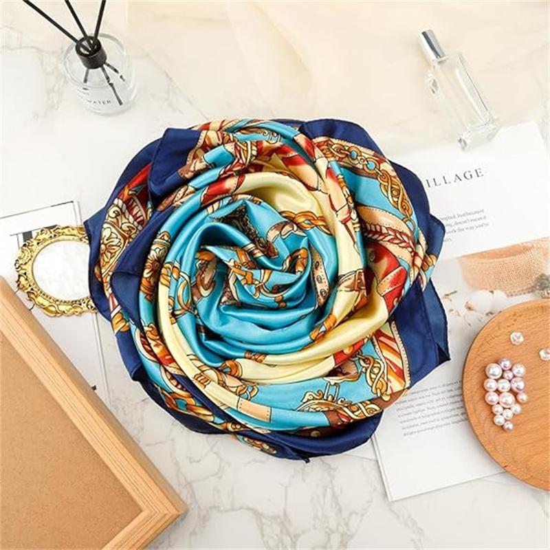 35in x 35in Silk Like Head Scarf for Women, Silk Hair Wrap for Sleeping, Women's Scarves & Wraps,