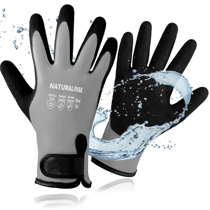 Waterproof Gloves for Men & Women,Winter Work Gloves for Cold Weather,Waterproof Work Gloves with Grip,Winter Freezer Gloves for Working,Gardening, Fishing, Construction Worker (Grey,Medium)