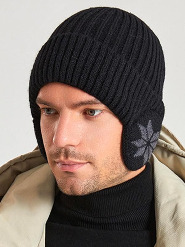  Unisex New Simple Style Winter Warm Beanie Hat with Ears Covering, Casual Knitted Beanie Hat for Men & Women, Warm Hat for Riding Outdoor Activities