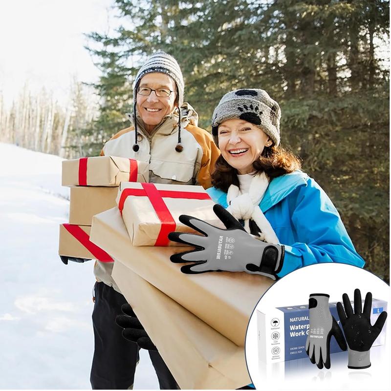 Waterproof Gloves for Men & Women,Winter Work Gloves for Cold Weather,Waterproof Work Gloves with Grip,Winter Freezer Gloves for Working,Gardening, Fishing, Construction Worker (Grey,Medium)