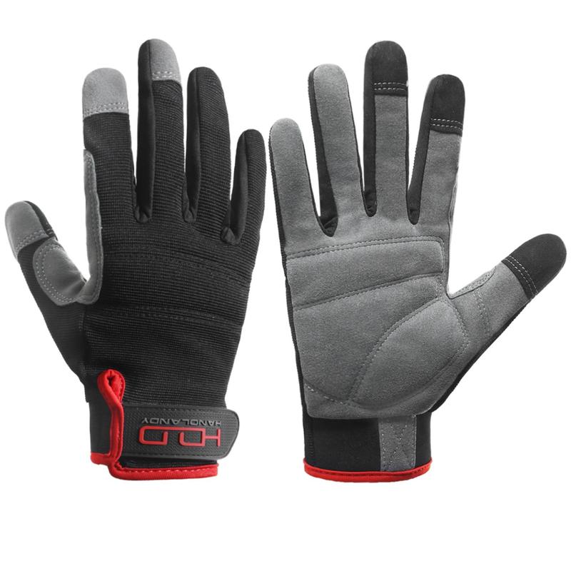 Men's Touch Screen Fingertips Design Work Gloves, 1 Pair Comfortable Gloves, Flexible & Breathable Mechanic Gloves for Men