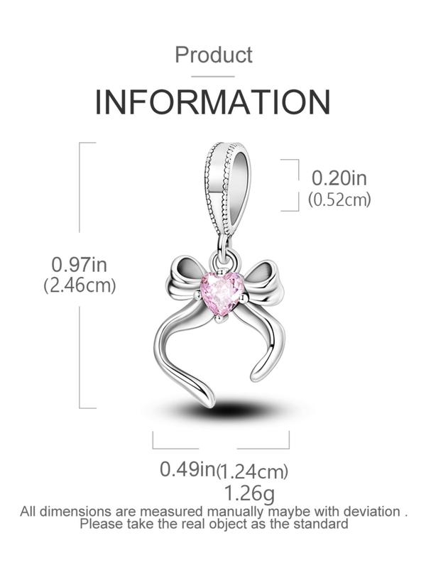 Women's Elegant Rhinestone Decor Bowknot Design Charm, Trendy Exquisite Pendant for Bracelet & Necklace, Stylish DIY Jewelry Accessories for Jewelry Making