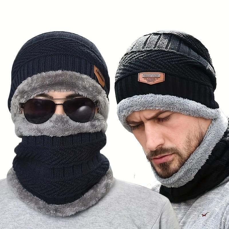 1 Piece Winter Windproof Knitted Warm Hat, Men's Winter Scarf Collar Sets