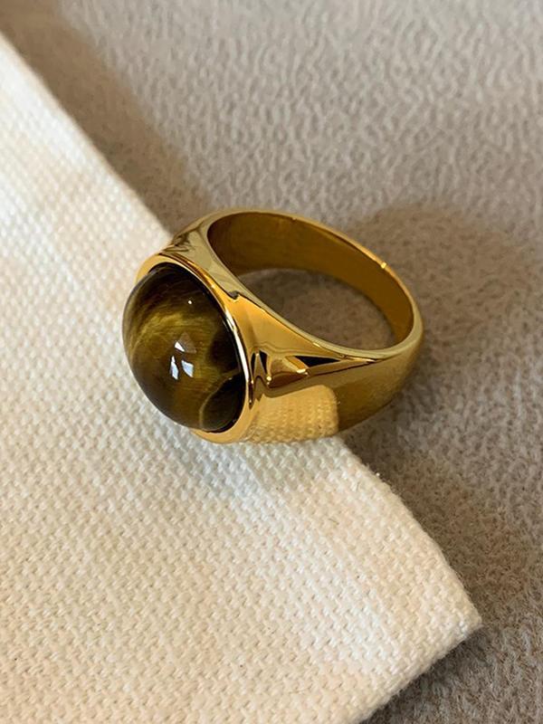 Vintage Stone Decorated Ring, Fashion Jewelry for Party, Daily Clothing Decor, Trendy All-match & Exquisite Jewelry for Birthday Gift