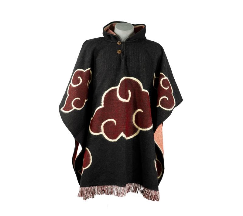 Anime Naruto Red Cloud Hand-Made Wool Poncho