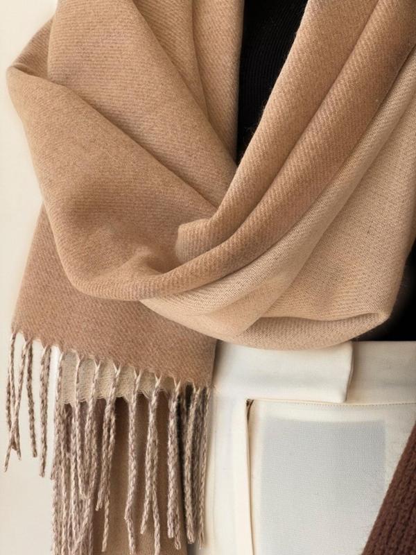 Solid Color Tassel Decor Shawl, Casual Soft Warm Open Front Shawl for Fall & Winter, Fashion Accessories for Women