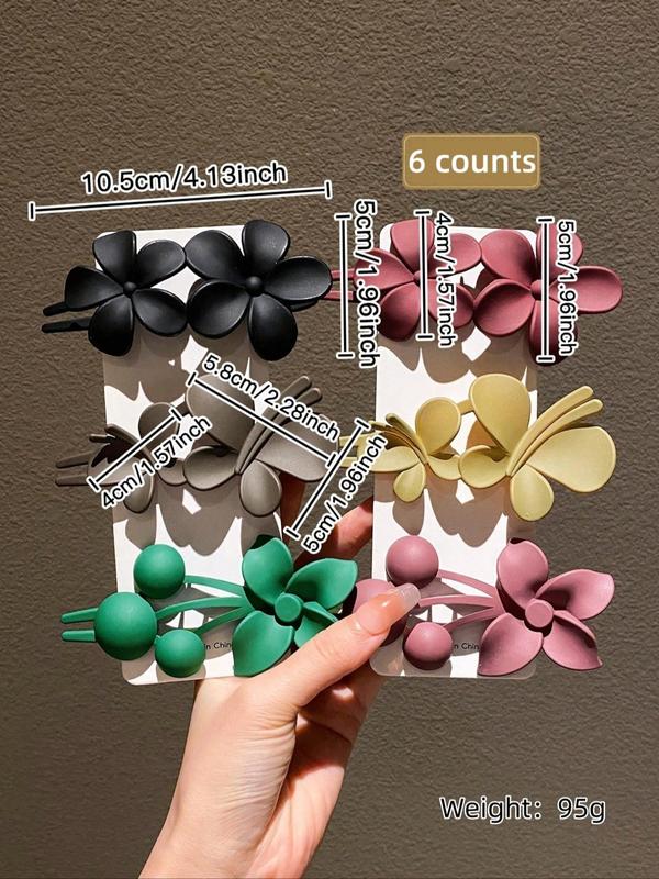 Flower Decor Hair Clips Set, Fashionable Hair Accessories for Women & Girls, Minimalist Headwear Suitable for Thick Hair