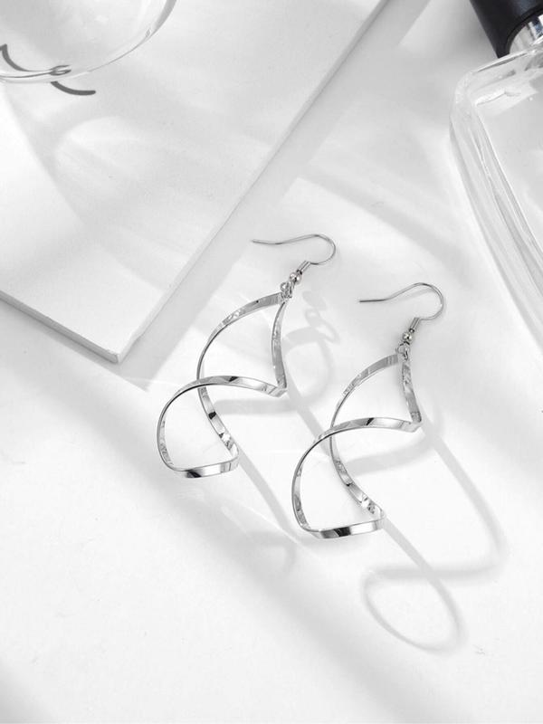 Geometric Wavy Curve Design Dangle Earrings, Unique Elegant Alloy Jewelry for Women, Casual Ear Jewelry for Party, Club and Daily Wear