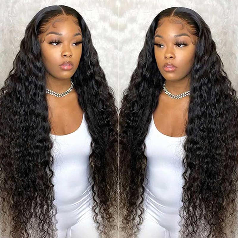 Bling Hair Deep Wave HD Transparent 13x4 Lace Front Human Hair Wig 13x6 Lace Frontal Wigs Brazilian For Black Women 180% Density Natural Color