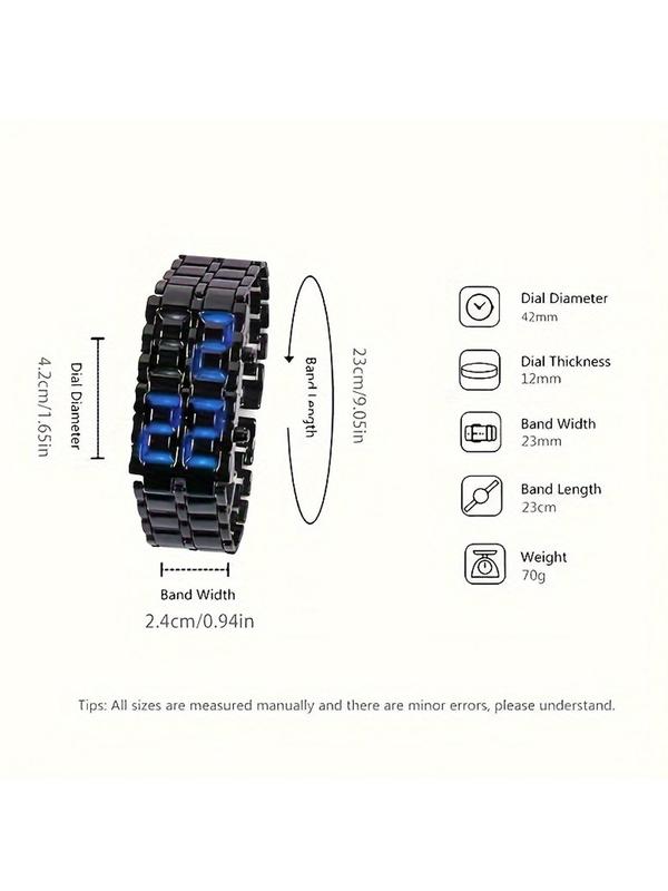 Men's Business Digital Quartz Watch, Fashionable and Cool Steel Band LED Wrist Watch, Trendy Watch for Daily Life