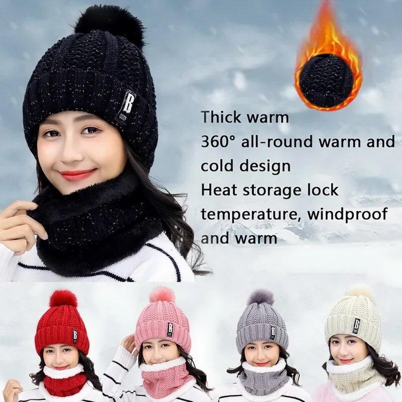 Female Winter Set: Warm Beanies and Scarves for Women hats comfortable and warm