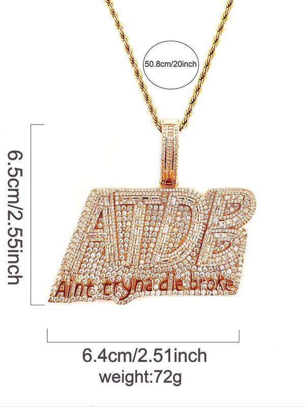 Rhinestone Letter Design Pendant Hip Hop Jewelry, Fashion Accessories for Party, Daily Decor