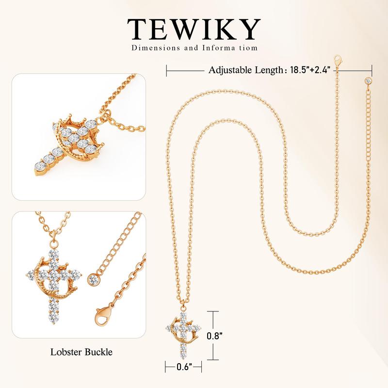 Tewiky Simple Crown & Cross Pendant Choker Necklace for Women & Men & Girls Pretty Crown Cross Necklace For Daily Clothing Decor Trendy All-match & Exquisite Jewelry Hristian Gifts For Fall& For Halloween Christmas 2024 Ornament