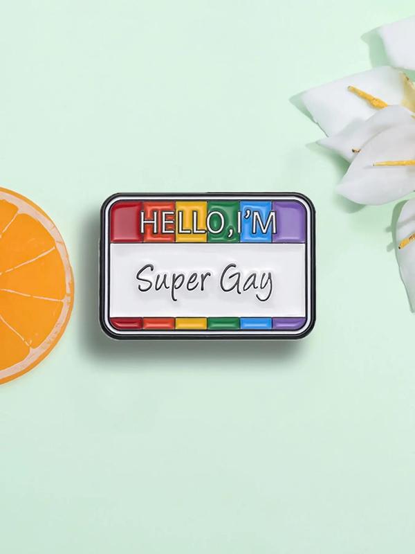 LGBT Pride Rainbow Striped & Letter Pattern Brooch, Fashion Brooch for Men & Women for Party, Daily Clothing Decor, Exquisite Brooches for Birthday Gift