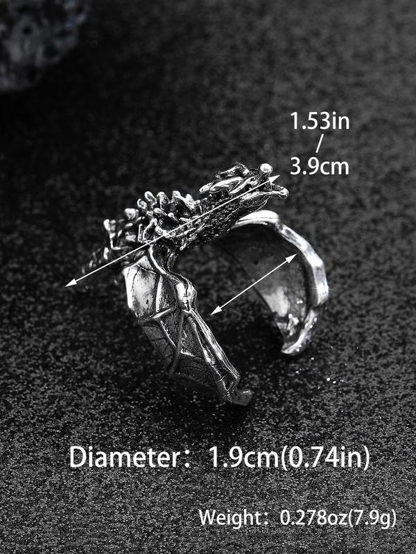 Vintage Dragon Design Open Ring, Unisex Adjustable Ring, Fashion Jewelry for Party, Daily Clothing Decor, Trendy All-match & Exquisite Jewelry for Birthday Gift