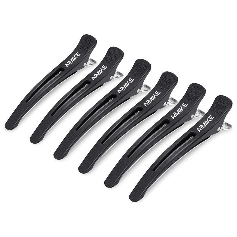 AIMIKE Professional Hair Clips for Styling Sectioning, Non Slip No-Trace Duck Billed Hair Clips with Silicone Band, Salon and Home Hair Cutting Clips for Hairdresser, Women, Men -  4.3” Long