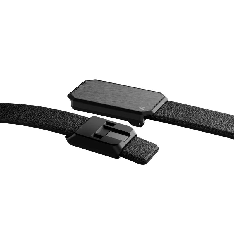 Groove Belt Max Leather - Black - Full Grain Leather, Stretch Belt, Magnetic Aluminum Buckle, Lifetime Coverage