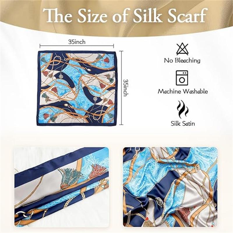 35in x 35in Silk Like Head Scarf for Women, Silk Hair Wrap for Sleeping, Women's Scarves & Wraps,