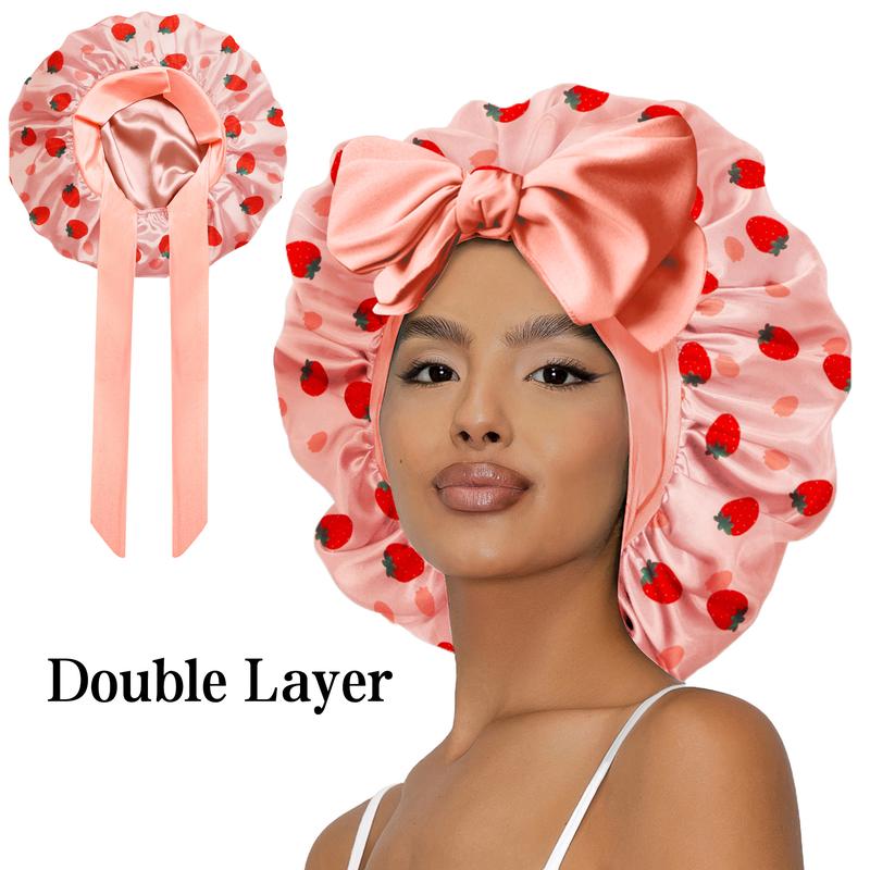 SeSe Code Satin Bonnet Silk Bonnet for Sleeping Double Layer Satin Lined Hair Bonnet with Tie Band Bonnets for Women Natural Curly Hair