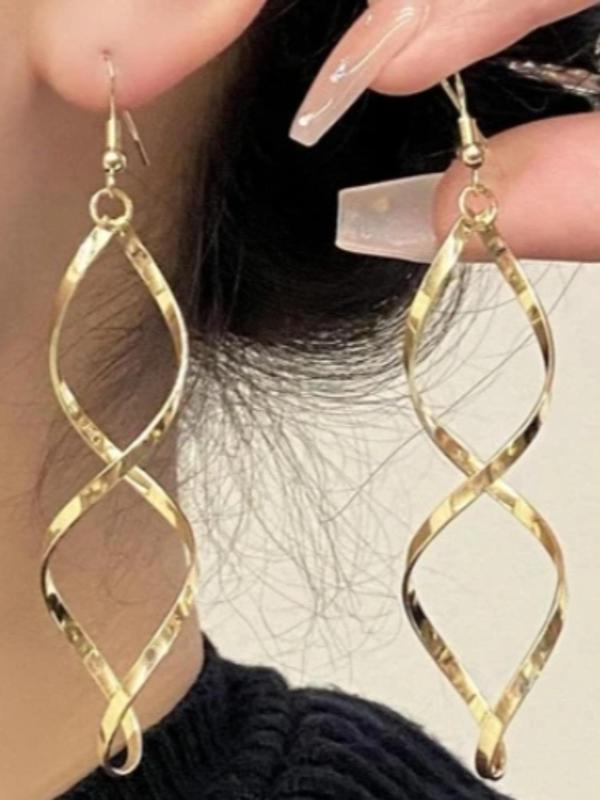 Geometric Wavy Curve Design Dangle Earrings, Unique Elegant Alloy Jewelry for Women, Casual Ear Jewelry for Party, Club and Daily Wear