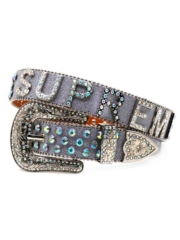 Rhinestone Letter Decorated Belt, Punk Style Y2k Accessories for Men & Women, Fashionable Jeans Belt for Daily Decoration