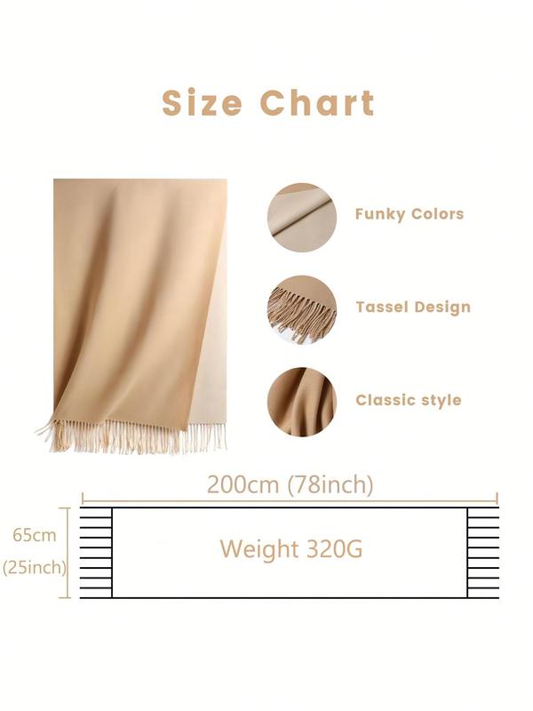 Solid Color Tassel Decor Shawl, Casual Soft Warm Open Front Shawl for Fall & Winter, Fashion Accessories for Women