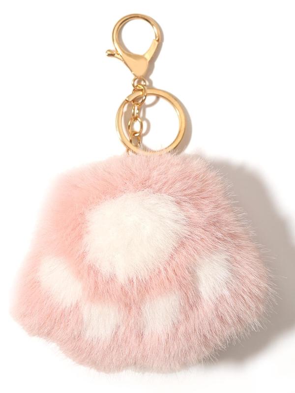 Women's Cute Fluffy Cat Paw Design Keychain, Fuzzy Novelty Keychain for Women & Girls for Car Keys, Fashion Kawaii Accessories for Daily Decoration