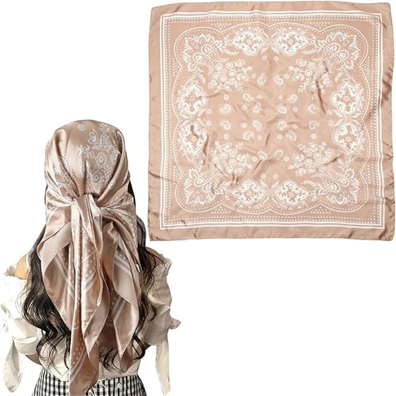 35in x 35in Silk Like Head Scarf for Women, Silk Hair Wrap for Sleeping, Women's Scarves & Wraps,