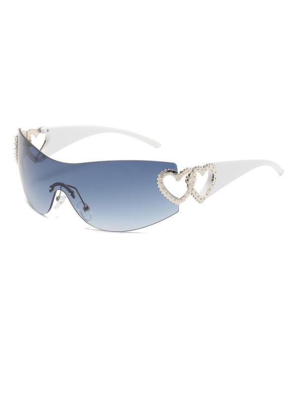 Y2K Style Fashion Hollow Out Heart Design Rimless Sunglasses For Everyday Use, Summer Fashion Sunglasses, Travel Accessories