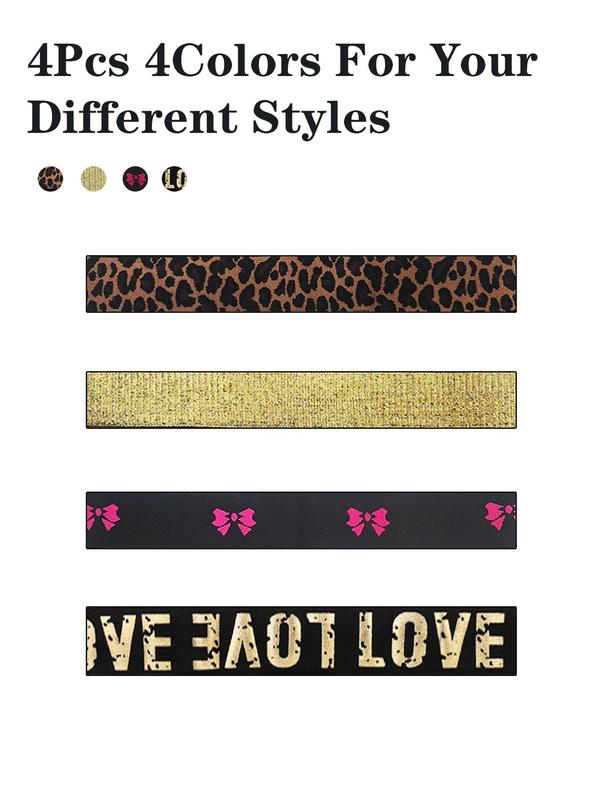 Letters & Leopard Pattern & Plain Color Hair Bands, Elastic Hair Bands for Lace Front Wig Edge, Hair Salon Tools & Accessories for Women & Girls