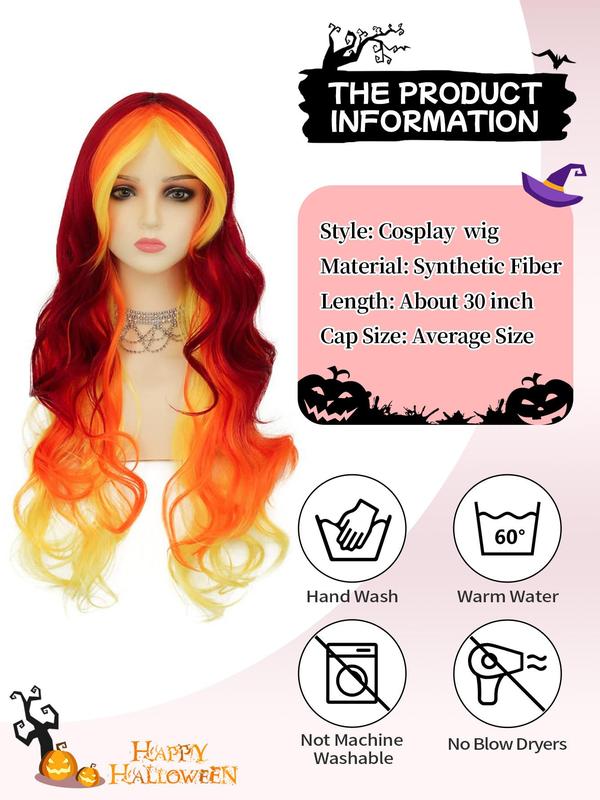 30 Inch Fashionable Ombre Color Long Wavy Wigs for Women, Gorgeous Fluffy Rooted Color Wigs without Bangs, Synthetic Heat Resistant Fiber Wigs for Women