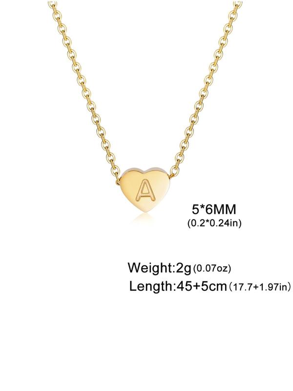 Heart & Letter Design Initial Pendant Necklace for Girlfriend, Elegant Stainless Steel Matching Jewelry, Girl's Temperament All-match Necklace, I Love My Girlfriend